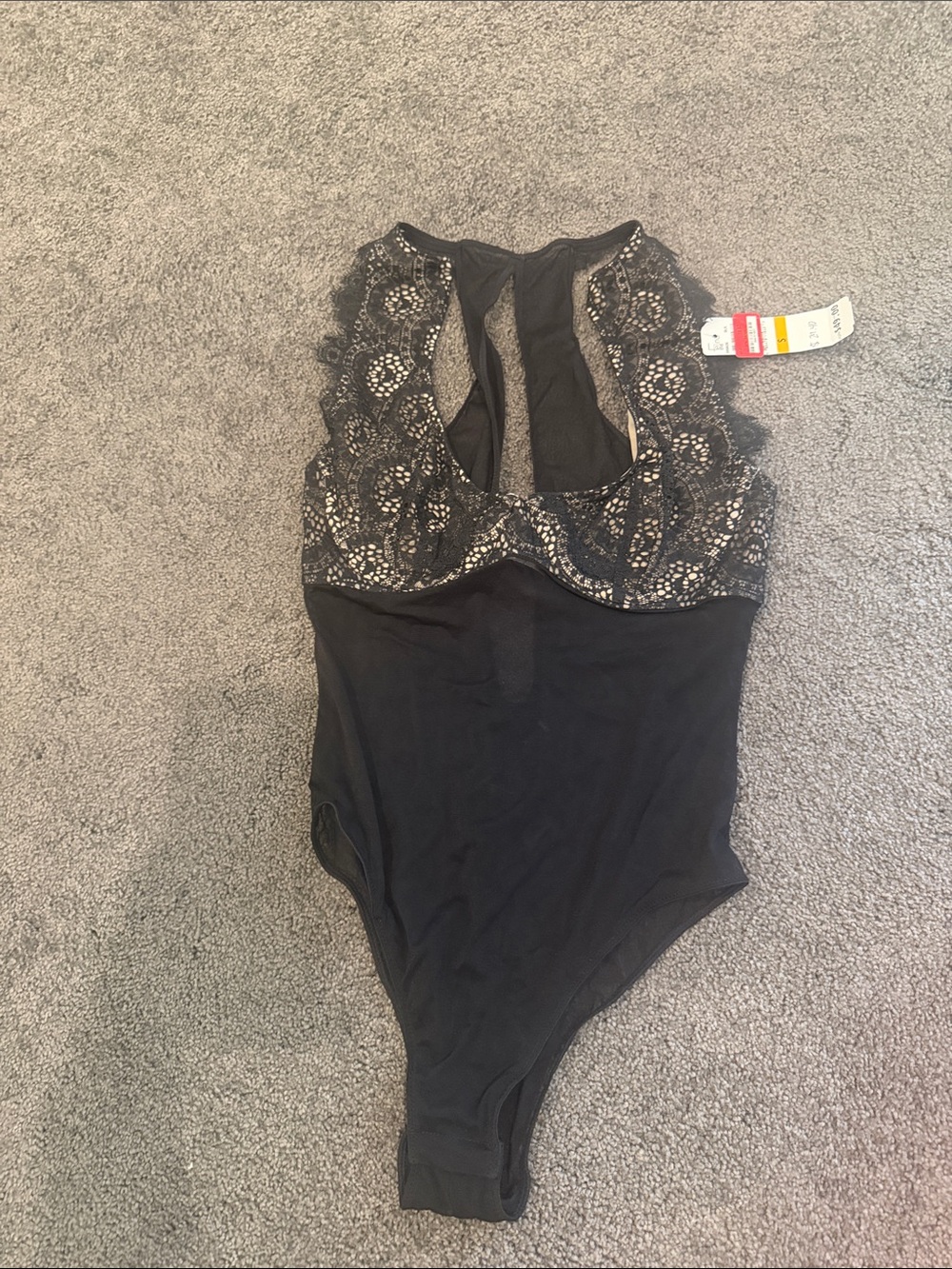 Black Lace Racerback Bodysuit